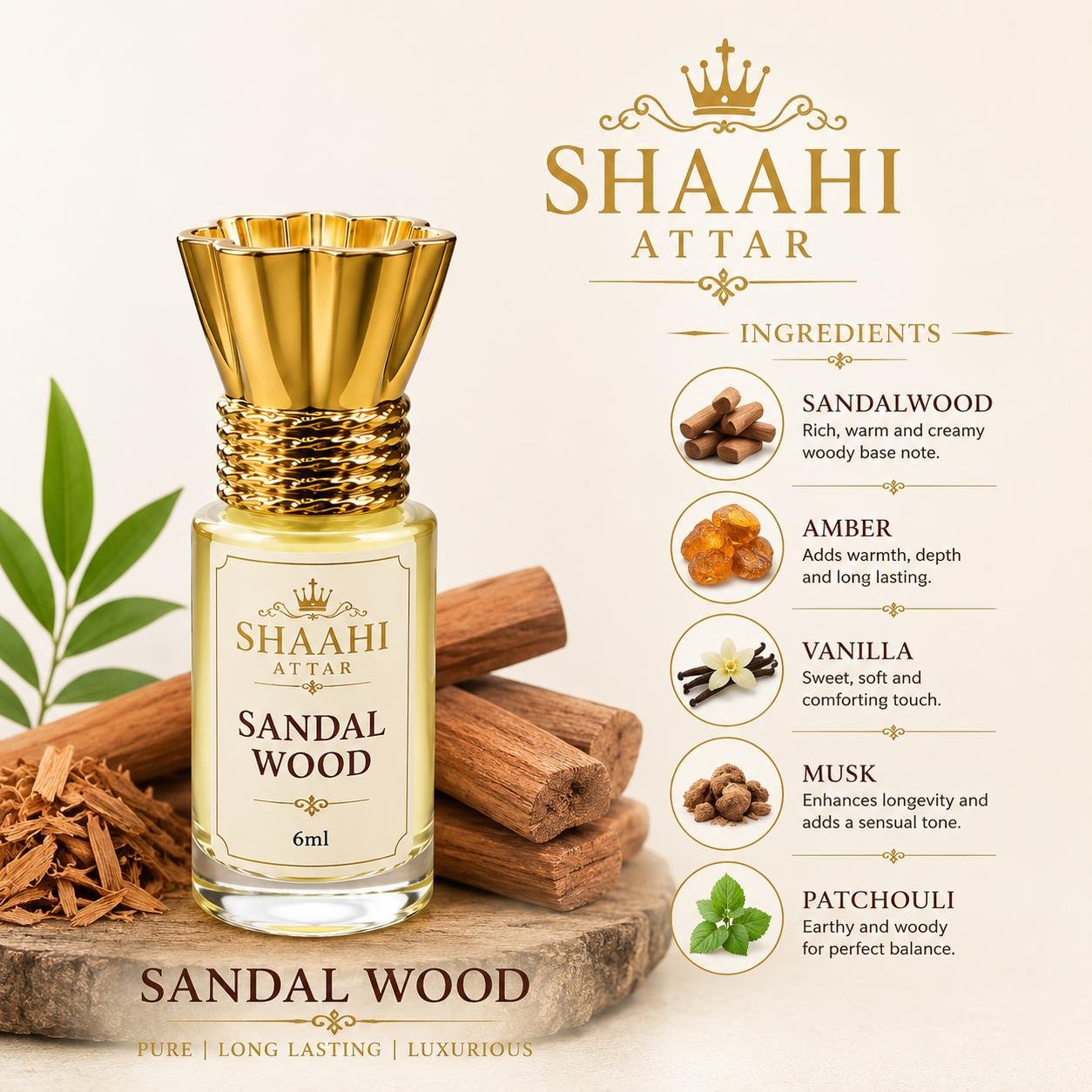 sandal wood attar / Authentic Indian attar / Handcrafted in Kannauj
